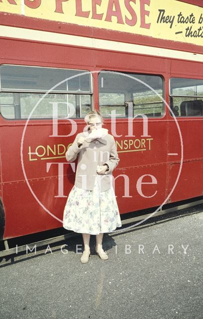 Candy Floss and a red London Bus, Southsea, Hampshire 1959