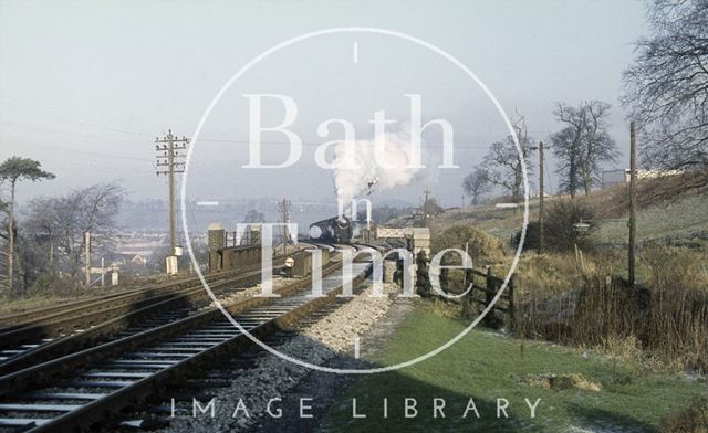 Engine No. 73006 on the Somerset and Dorset Joint Railway near Midsomer Norton, Somerset c.1965