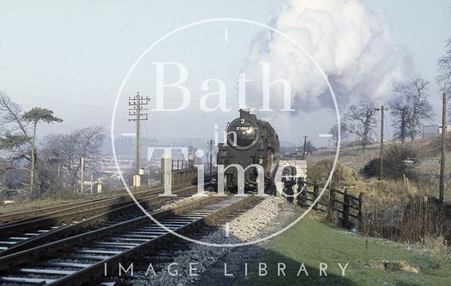 Engine No. 73006 on the Somerset and Dorset Joint Railway near Midsomer Norton, Somerset c.1965