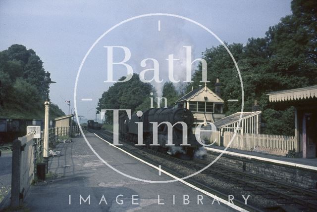 A steam train approaches Midsomer Norton Station, Somerset c.1965