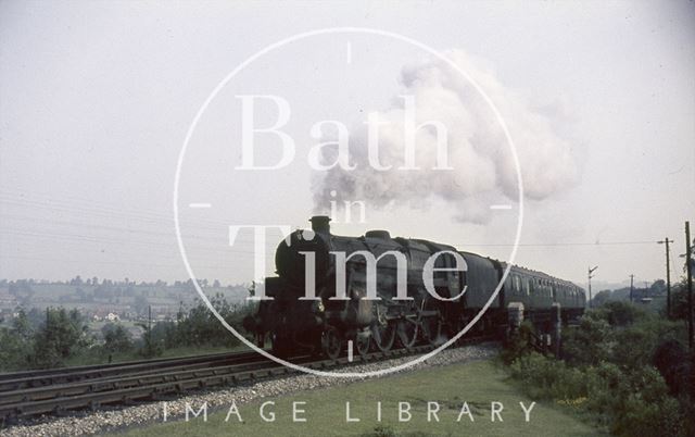 A steam train approaches Midsomer Norton Station, Somerset c.1965