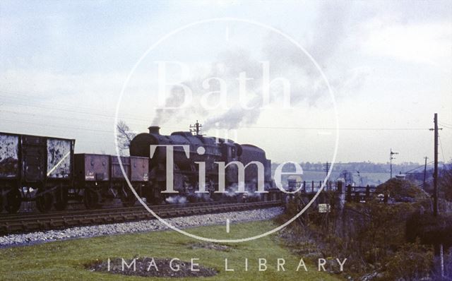 A steam train approaches Midsomer Norton Station, Somerset c.1965