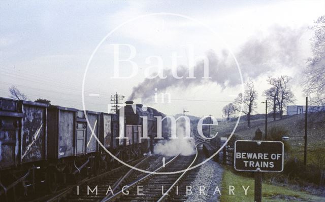 A steam train approaches Midsomer Norton Station, Somerset c.1965