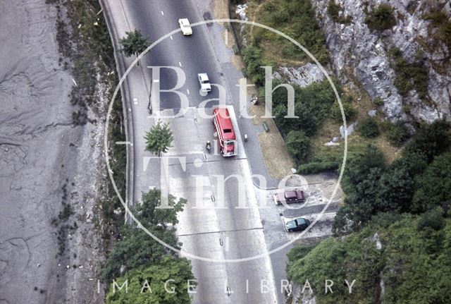 Looking directly down the Avon Gorge from the Clifton Suspension Bridge, Bristol c.1960