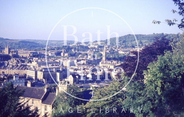 View of Bath from Beechen Cliff, looking over Broad Quay c.1965