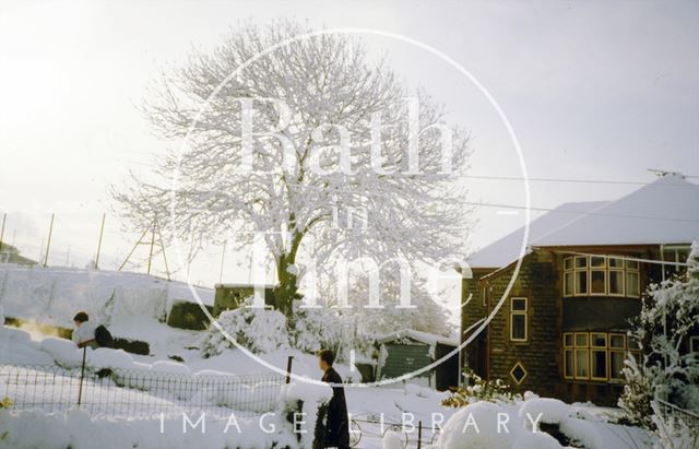 The last house at the top of Kipling Avenue before Beechen Cliff School in the snow, Bath c.1963