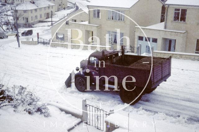 Snowplough at Fairfield Park, Larkhall, Bath in the snow 1963