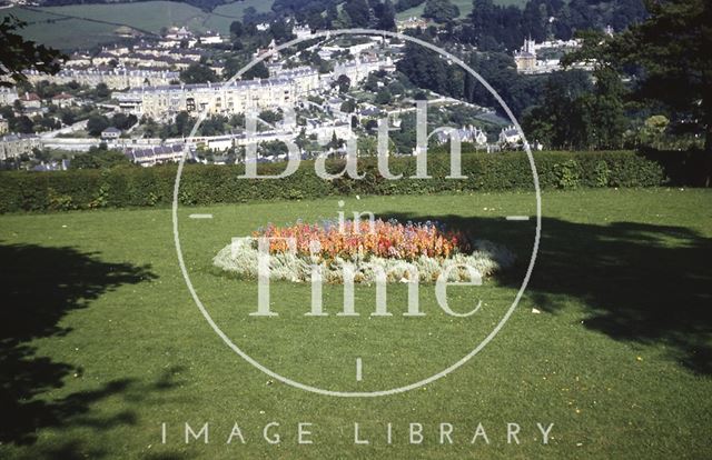 Bath in Bloom display in Alexandra Park, with Widcombe Crescent in the background c.1960