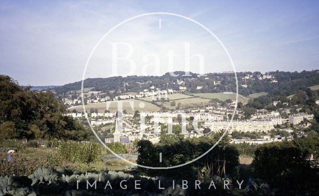 View over the allotments from Alexandra Park towards Widcombe, Bath c.1970