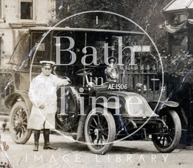 Bath Taxi and driver at Orange Grove 1910