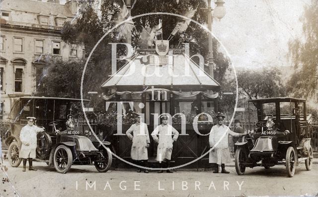 Bath Taxi drivers with their cabs on Orange Grove 1910