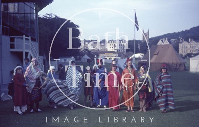 Bath girl guides in fancy dress on the Recreation Ground c.1960