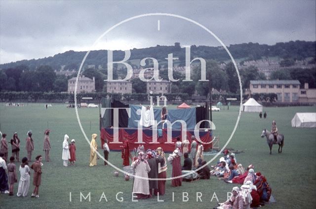 Bath girl guides dressed as Native Americans on the Recreation Ground c.1960