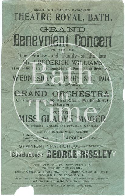 Playbill for Grand Benevolent Concert, Bath 1914