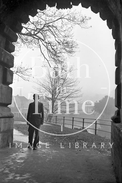 Standing under the arches of North Parade Bridge, Bath c.1960