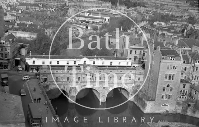 Looking down on Pulteney Bridge, Bath 1967