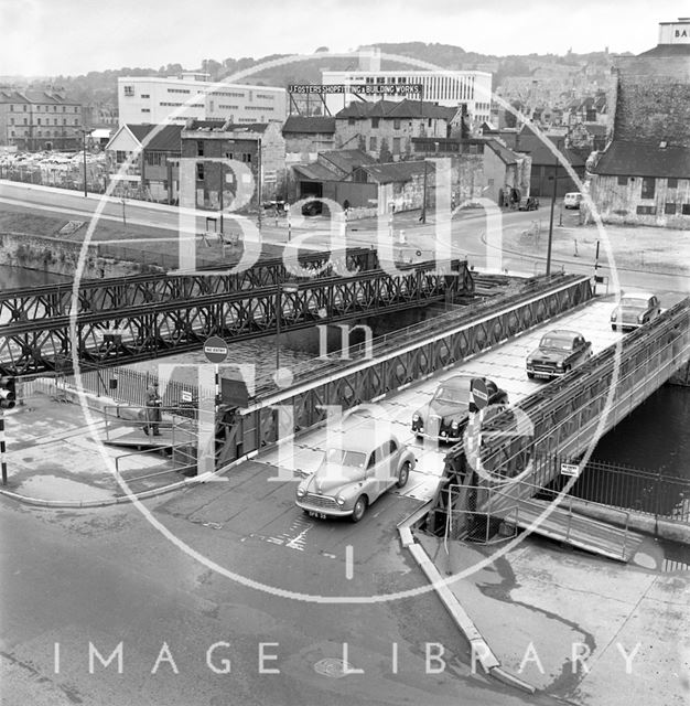 The temporary Wessex Bailey Bridge over the river Avon at Bath 1963