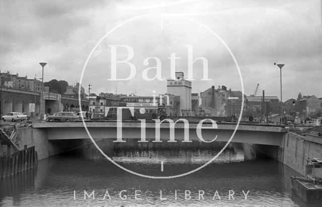 The first vehicles over Churchill Bridge, Bath 1965