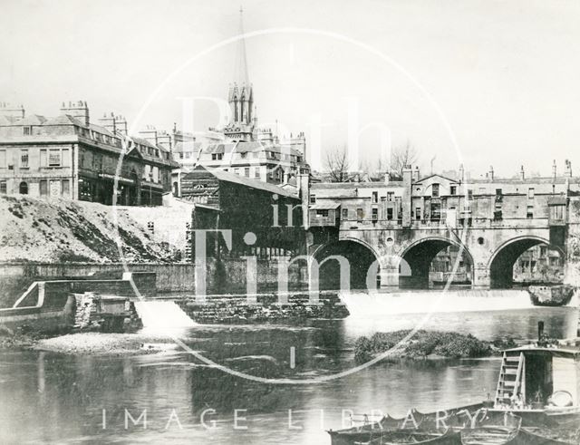 Pulteney Bridge and weir, Bath c.1890