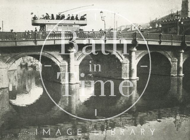 A tram crossing the Old Bridge, Bath c.1890