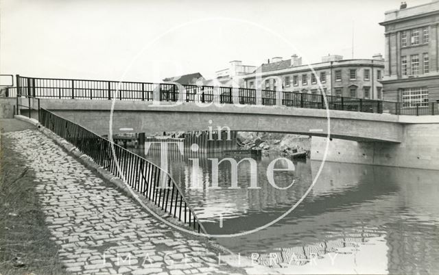 The newly constructed footbridge and Churchill House, Bath 1964