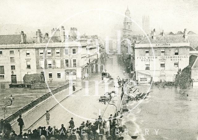 The Old Bridge during a flood, Bath 1882