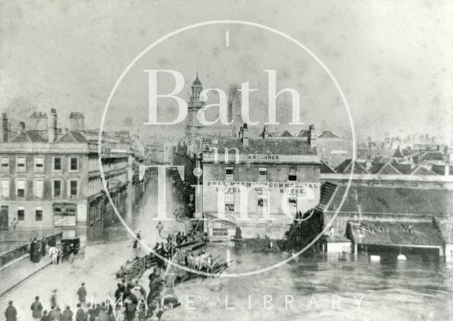 The Old Bridge during a flood, Bath 1882