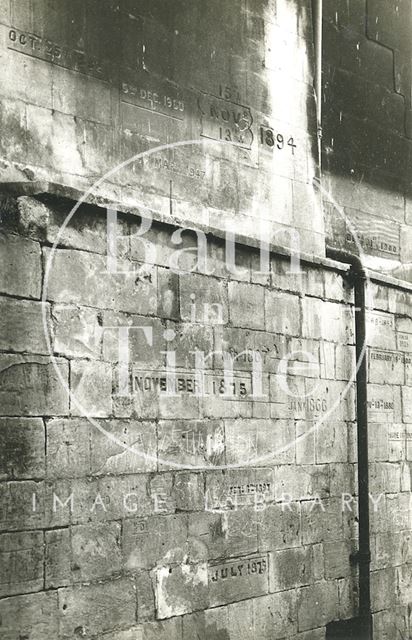 Bath's high water marks from flooding, Widcombe, Bath c.1970?