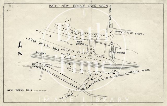 Plan for the new bridge over the river Avon at Bath c.1964