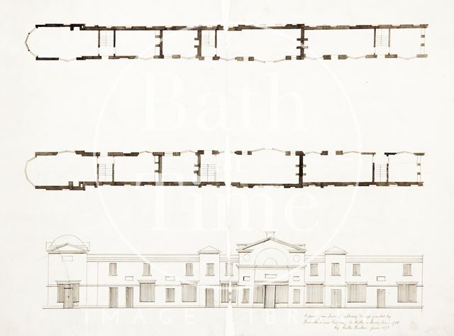 Elevation and Plan of Pulteney Bridge, Bath 1873