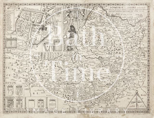 John Speed's Map of Bath and Somersetshire 1610