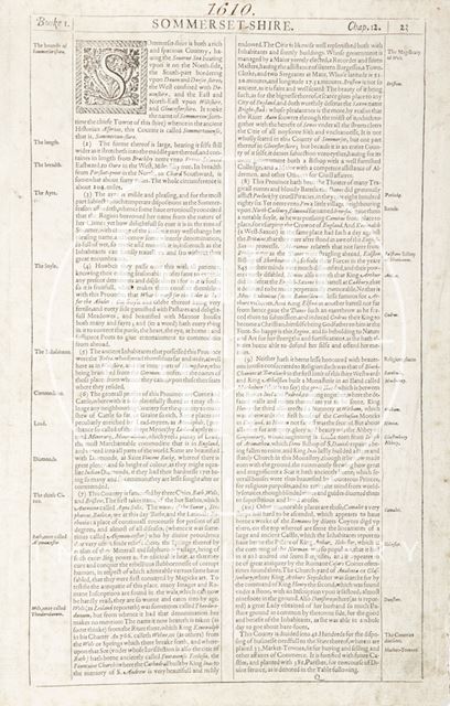 Description of John Speed's Map of Somersetshire 1610