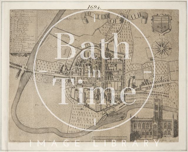 Joseph Gilmore Map of the City of Bath 1694