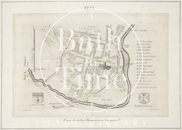 Map of Bath from Stukeley's Itinerarium Curiosum 1723