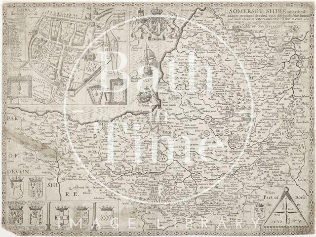 John Speed's Map of Bath and Somersetshire (1610) 1770