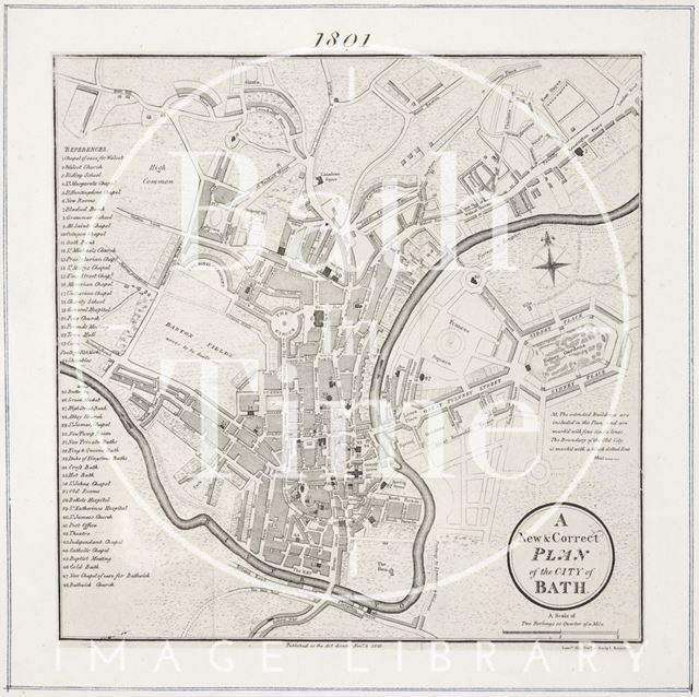 A New & Correct Plan of the City of Bath 1801