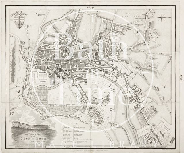 A New and Correct Plan of the City of Bath from a recent Survey by B. Donne 1810