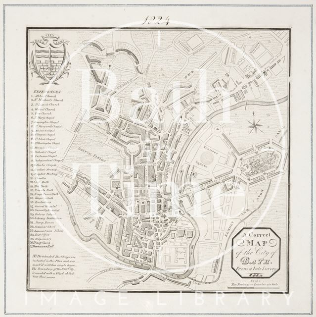 A new and correct plan of the city of Bath reduced from a recent survey 1824