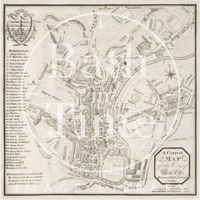 A new and correct plan of the city of Bath reduced from a recent survey 1827