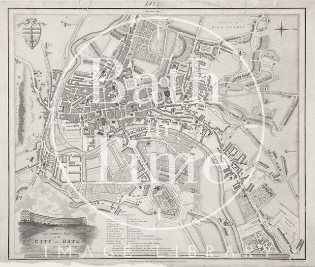 A New and Correct Plan of the City of Bath from a recent survey by B. Donne 1825