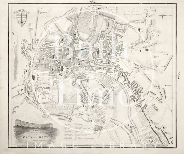 A New and Correct Plan of the City of Bath from a recent survey by B. Donne 1845