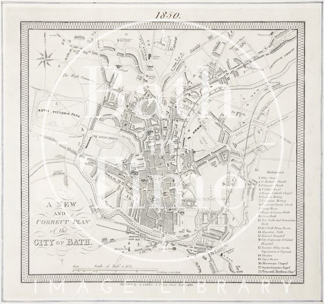 A New and Correct Plan of the City of Bath 1850