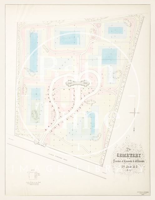 The cemetery of the Parishes of Lyncombe & Widcombe, St. James, Lower Bristol Road, Bath c.1850