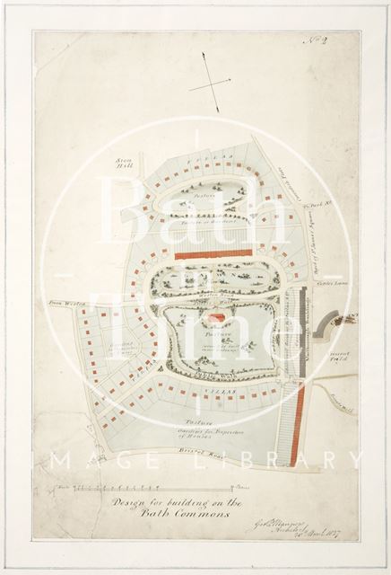 Design for building on the Bath Commons of Royal Victoria Park, Bath 1827