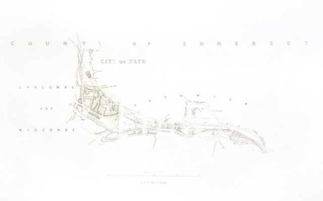 Map of Bath showing the propoed route of the Great Western Railway c.1835?