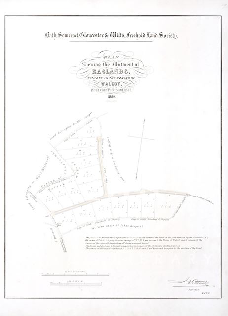 Plan showing the allotment of Raglands, situate in the Parish of Walcot, in the county of Somerset 1850