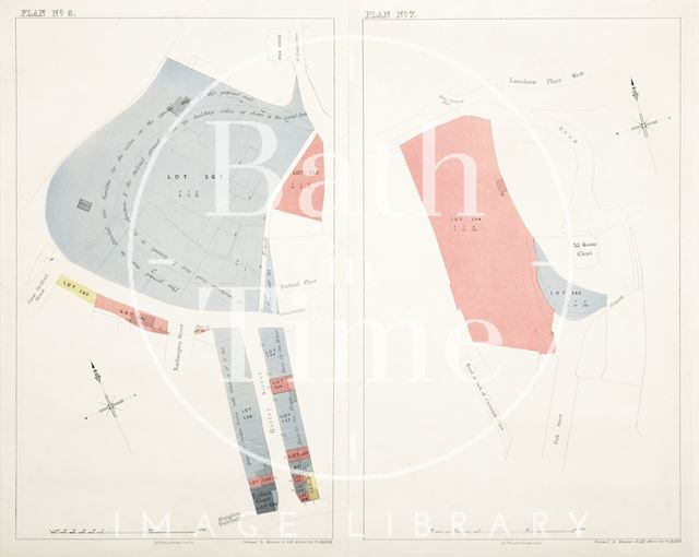 Sales plan for St. James's Park area at top of Northampton amd Harley Streets to Lansdown Road at Rock House, Bath - Lots 248-263 - Plan No. 6 c.1860-1870