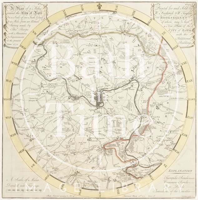 A Plan of 5 Miles Round the City of Bath 1771