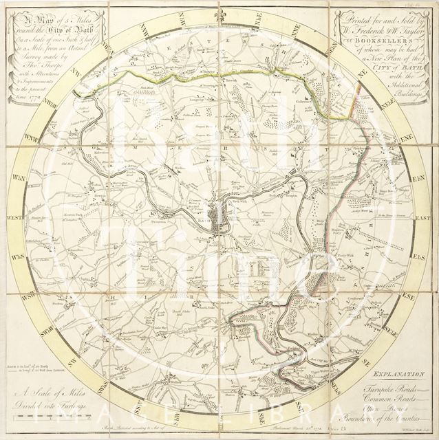 A Plan of 5 Miles Round the City of Bath 1773