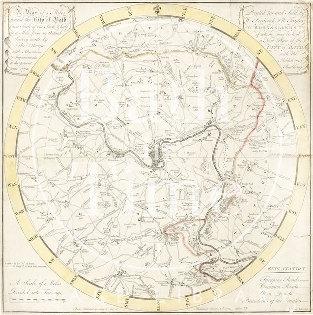 A Plan of 5 Miles Round the City of Bath 1773